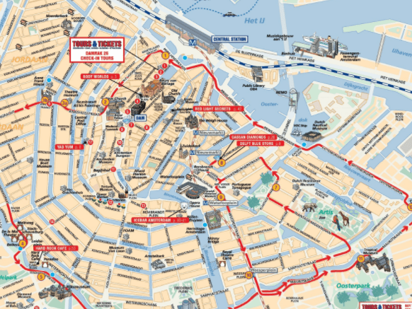 utiliza mapa turistico de amsterdam